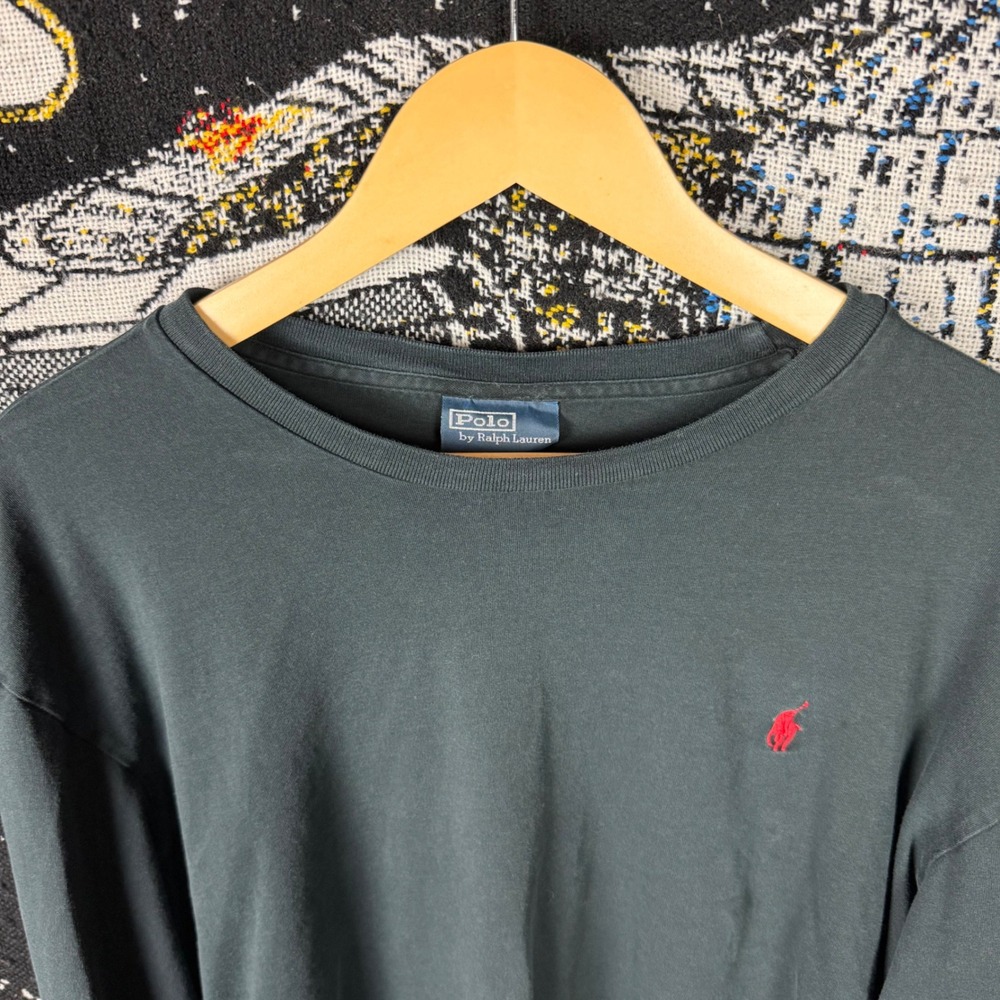 Polo Ralph Lauren Mens Long Sleeve T-Shirt Hunter Green Red Pony Logo Large